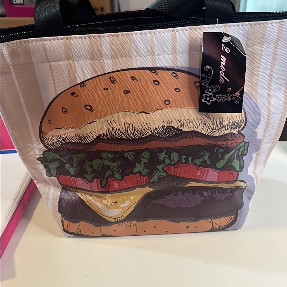 Le Moda Burger Print Tote Bag - Multicolor